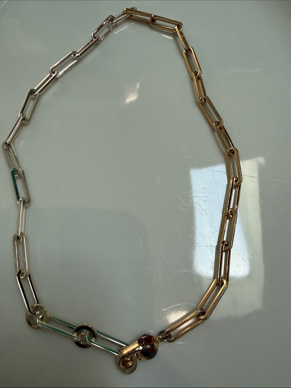 Jenny Bird Gold-Tone Paperclip Link Necklace with Green Accent